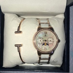 MAMONA Rose Gold Watch & Bracelet Set